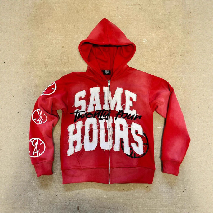 2025外贸跨境男女同款休闲运动街头美式复古时尚数码印花卫衣外套