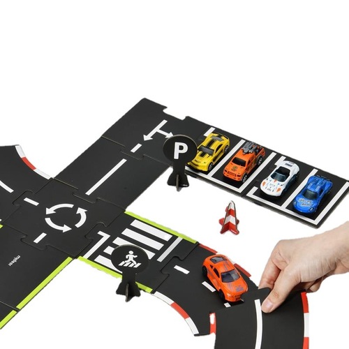 mideer Milu children's urban traffic track puzzle 3 to 6 years old car 3D flat figure toy