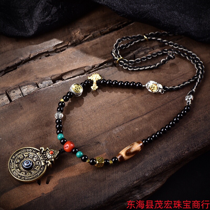 Xizang ornaments play accessories handmade large size can be opened to hold things ethnic style kagagu black box copper necklace pendant for men and women