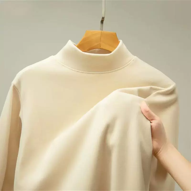 新款秋冬季半高领打底衫男宽松潮内搭黑色中高领秋衣长袖T恤