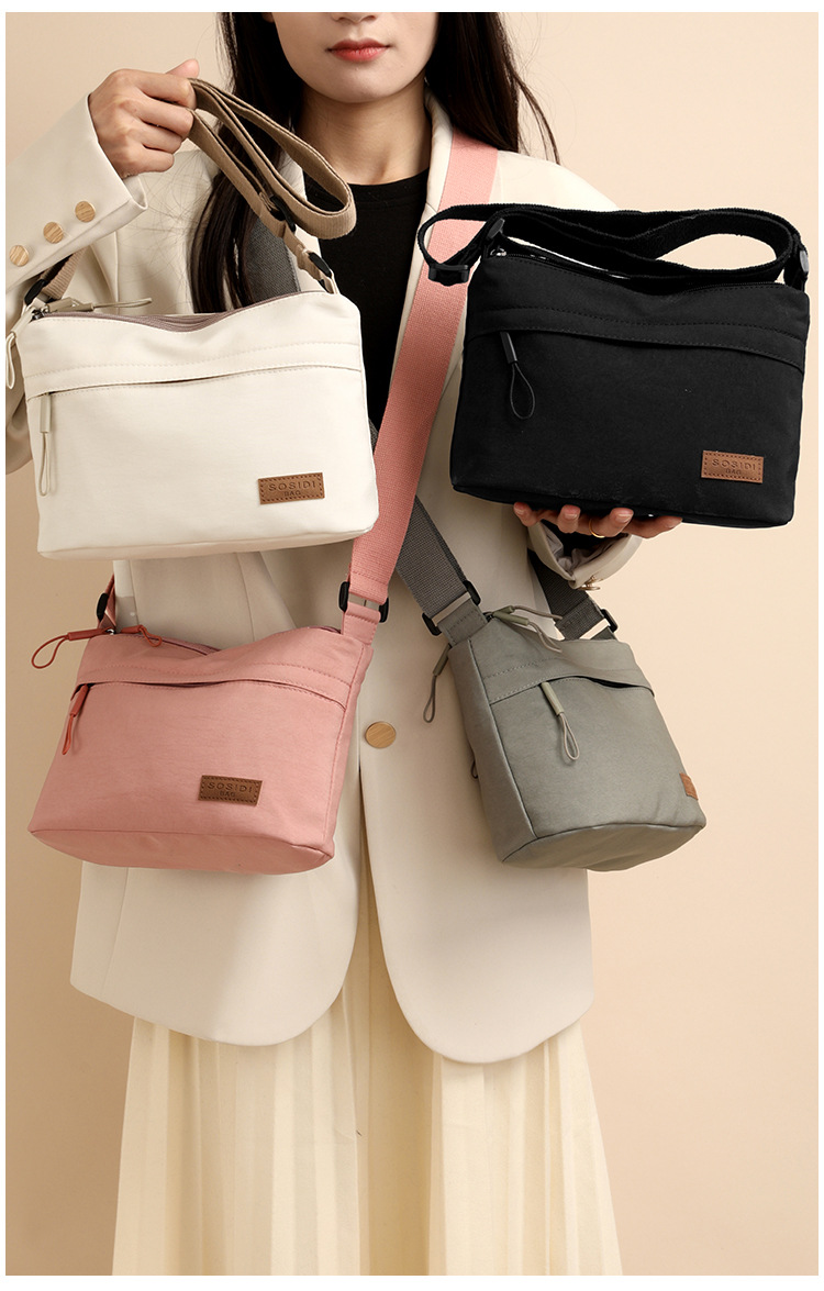 Semplice borsa a tracolla monospalla in nylon tinta unita per donna, modello 2024, multifunzionale, casual, impermeabile, portatile e alla moda._voghion.com