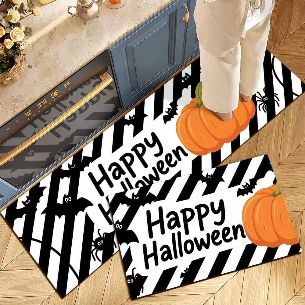 Decoración de Halloween cocina alfombra de suelo americana resistente a la suciedad fácil de cuidar alfombra de suelo de dos piezas en la puerta alfombra de cristal