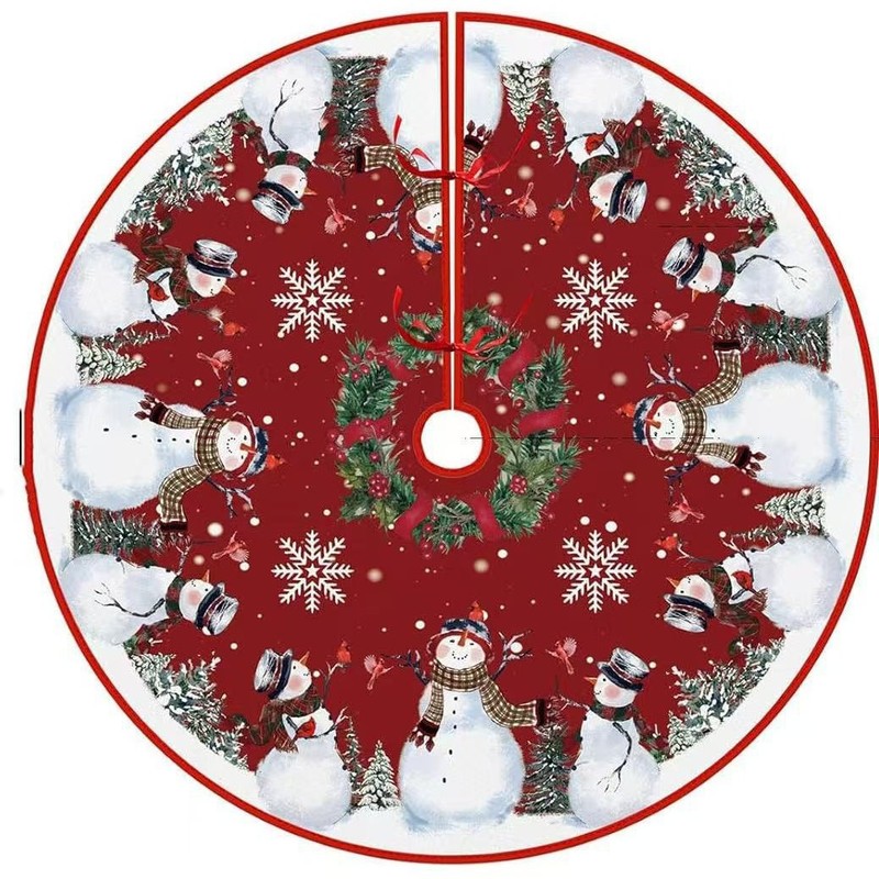 新しい国境を越えたクリスマスの木のスカートクリスマスの装飾品の漫画のプリントの木のスカートはクリスマスツリーの底のエプロンを並べます。|undefined
