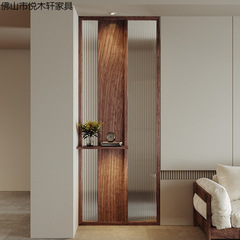 新中式实木长虹玻璃屏风中古风店铺客厅隔断餐厅办公入户玄关
