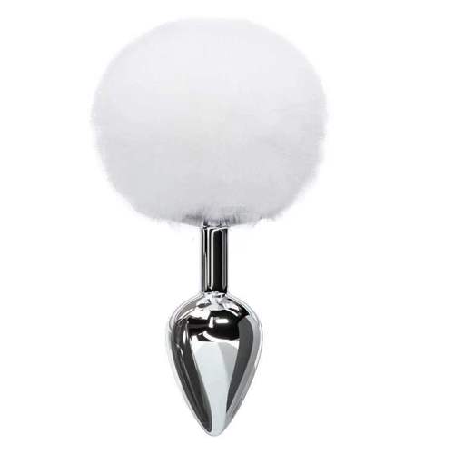 Soft rabbit tail metal anal plug fox cat dog tail out anal plug female back anal adult sex toy