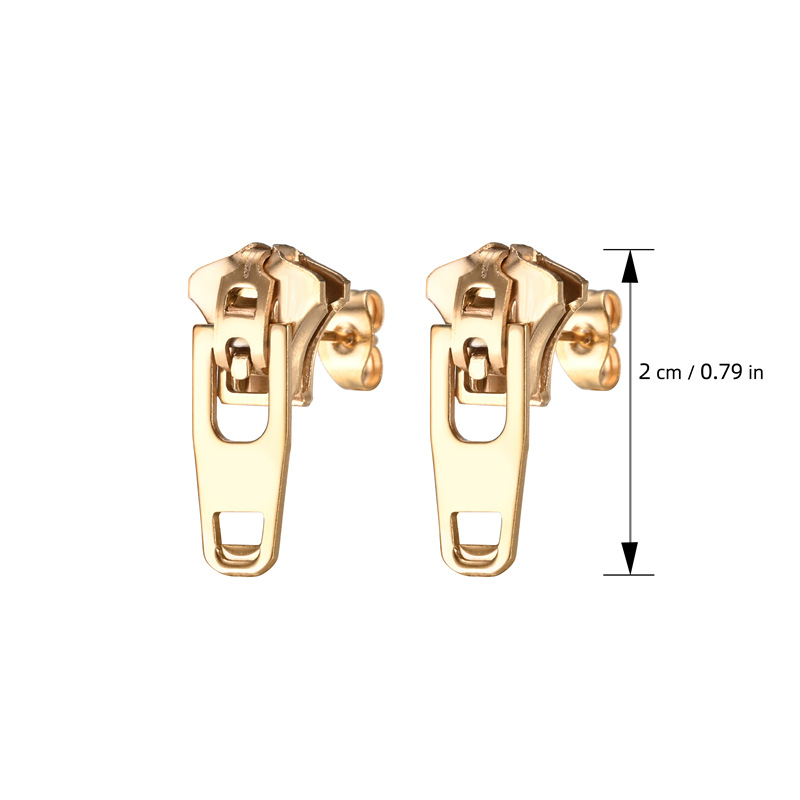 Geometric, Zipper Pattern All Seasons Season Unisex Gender Plating Design 1 Pair Streetwear Geometric Zipper Plating 304 Stainless Steel Drop Earrings