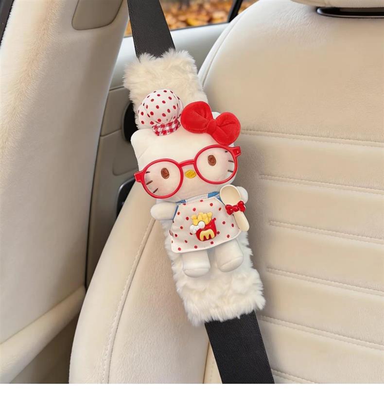 Hellokitty Car Seat Belt Shoulder Pads Car Interior Seat Belt Decoration Anti-Wear Clothing Couple Set for Women