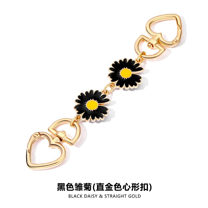 H- 7.75kg 블랙 데이지 스트레이트 골드 하트 모양 버클 체인 16CM