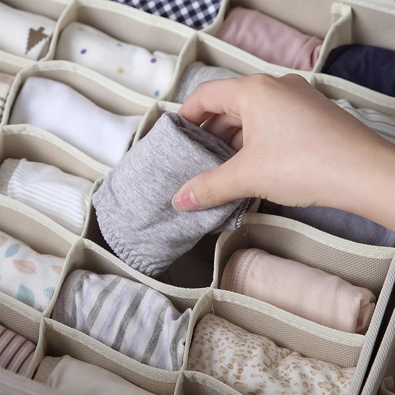 4点セット下着収納ケース布芸家庭用学生寮たんす内靴下下着分格ブラジャー整e 18|undefined