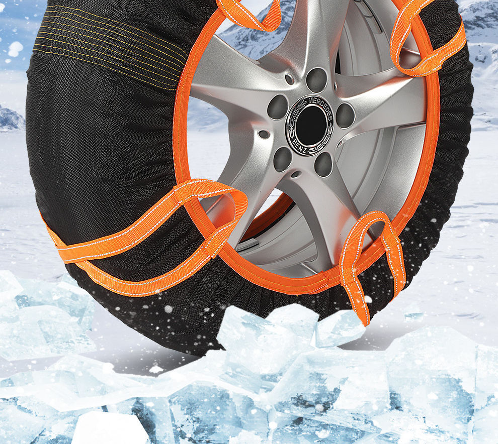 Portable car tire anti-slip socks wear-resistant polyester mesh cloth tire cover winter snow anti-slip sleeve tire socks