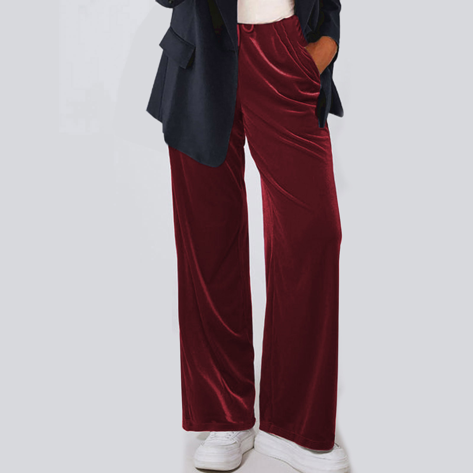 Hot-Selling Cross-Border Hot-Selling Autumn and Winter New Casual Straight Velvet Pants for Daily Versatile High-Waisted Trousers for Women Straight Casual