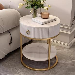 Slate Sofa Side Table Side Cabinet Living Room Simple Modern Round Corner Table Balcony Light Luxury Coffee Table Storage Bedside Table