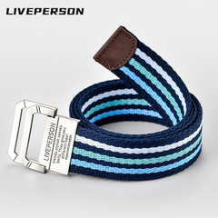 Padded Double Ring Belt Canvas Men's Belt Women's Korean Version Youth Jeans Belt Military Training Student Fabric Belt Trendy