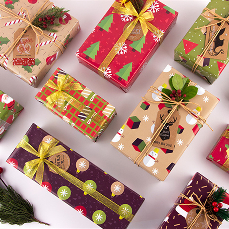 Papel de regalo navideño superventas transfronterizo, papel de regalo para San Valentín y cumpleaños, papel de fondo para pared, papel para cubiertas de libros al por mayor.