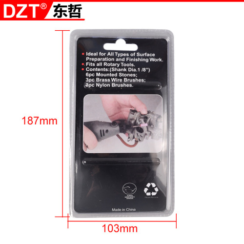 12pc grinding head set pointed spherical cylindrical pointed wire rust removal polishing brush tool