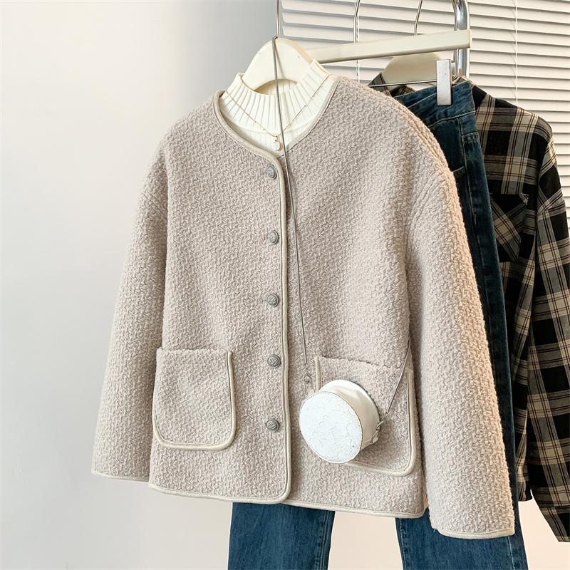 2025 Autumn and Winter New High-End Loose Fashion Tweed Chanel-Style Women's Fur-Lined Jacket Coat