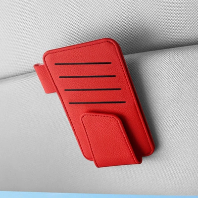Car Glasses Clip/Bill Clip Car Sun Visor Card Holder - 1-red