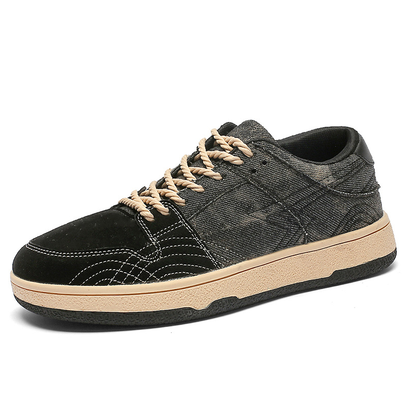 Nuevo lienzo de primavera casual textil en stock de color sólido SGS zapatos de inyección de cabeza redonda negra baja zapatos para hombres