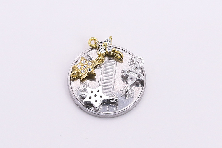 DIY Jewelry Accessories Classification 1 Piece Quantity 925 Sterling Silver Material Star Pattern Polished Finish 1 Piece 9.5*6mm 925 Sterling Silver Zircon Star Polished Pendant