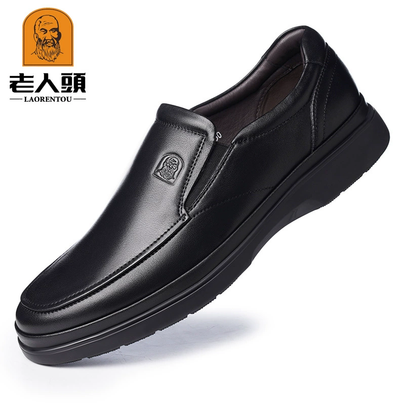 Стариковые кожаные туфли мужские кожаные кожаные британские мужские деловые ножки один педаль мягкого подошва туфли папы 9536