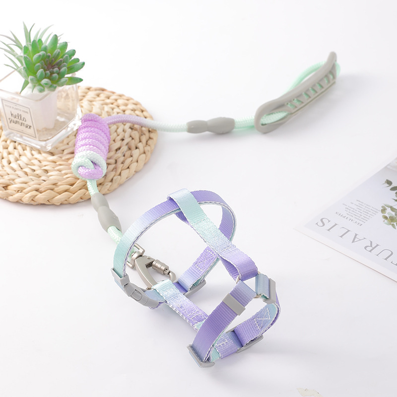 Correa de tracción en forma de I para gatos grandes, correa de tracción redonda con degradado de colores, correa para pasear gatos al aire libre, anti-strangulation, en paquete.