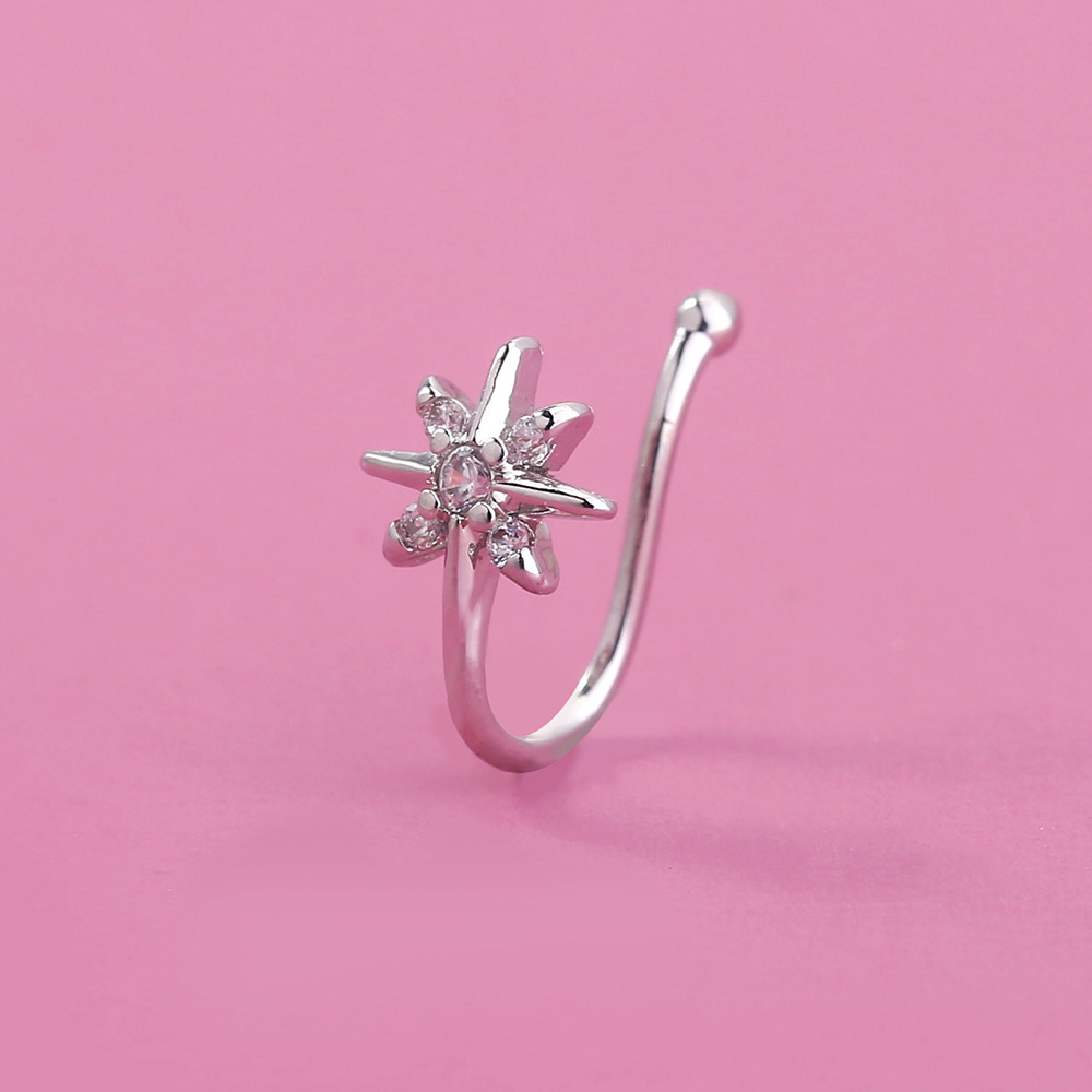 personality trend nose studs micro-studded piercing false nose ring crown nose clip zircon accessori