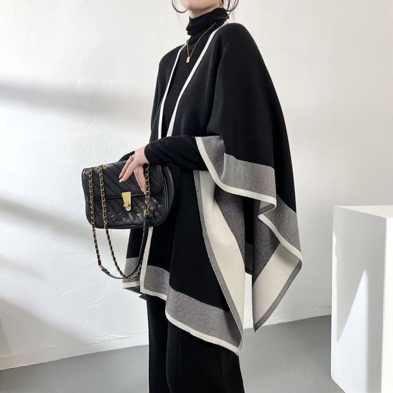 Knitted Cardigan Spring and Autumn Cape Autumn Knitted Jacket Autumn and Winter Sleeveless Large Shawl Women's New Shawl Outerwear