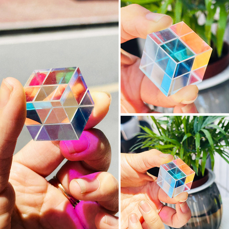 K9 Crystal Glass Prism Cube, Optical Glass RGB Prism Sun Capture Decorative Photography Props