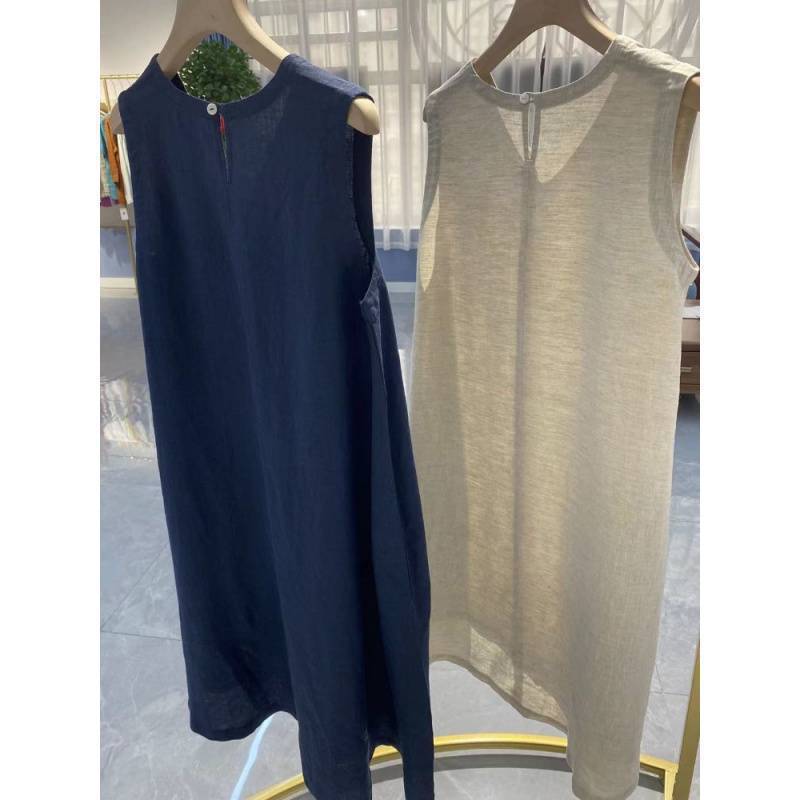 胖妹妹200斤夏季法式气质领无袖连衣裙女特大码宽松休闲背心裙潮