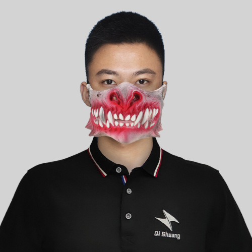 Bloody Big Mouth Scary Half Face Mask Halloween Party Prank Props Cosplay Masquerade Zombie Grimace 