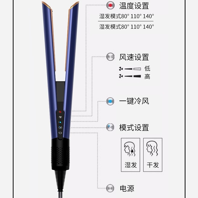 吹风直发器跨境HT01同款吹拉二合一吹风机直发干湿两用不伤发夹板|undefined