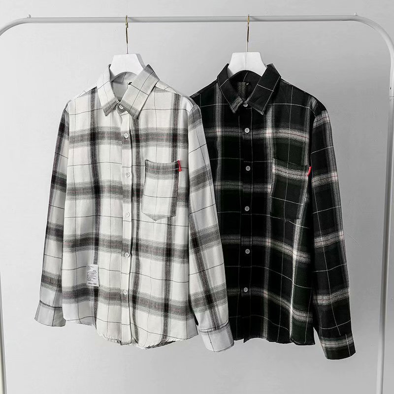 Spring and Autumn Trendy Plaid Shirt Men's Retro Hong Kong Style Long-sleeved Korean Ins Shirt Trendy Loose-fit Coat