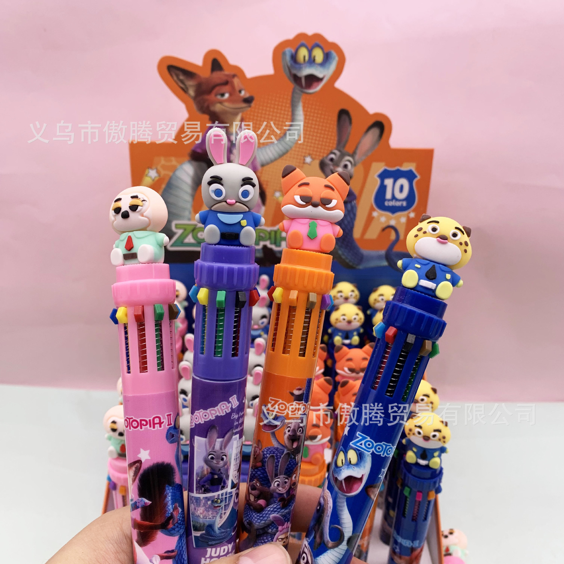 El comercio exterior explotó la ciudad de animales locos 2 bolígrafo de bolas de diez colores de alto valor de color zootopia bolígrafo multicolor