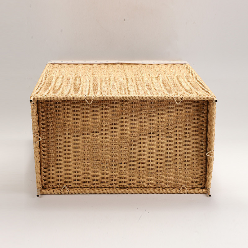 Cesta de lavandería plegable de estilo nórdico personalizada Cesta de ropa sucia tejida de paja Artículos para el hogar tejidos a mano Cesta de almacenamiento de ropa sucia