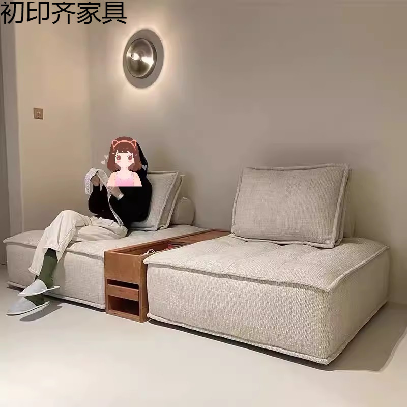 Rental House Sofa 2025 New Italian Style Small Apartment Modern Simple Double Module Fabric Tofu Block Sofa
