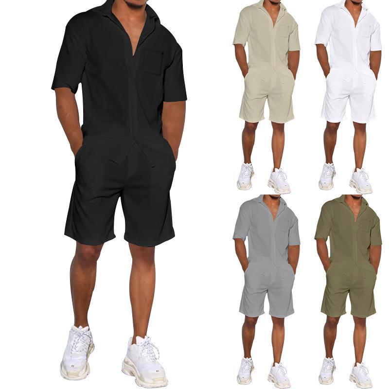 Linen, Polyester Fabric Type Shorts Pants Type Casual Women's Men's Vacation Solid Color Linen Polyester Shorts Sets Pant Co-ord Set Shorts