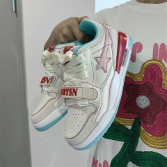 Air cushion star sneakers for female students 2023 new low-cut niche thick-soled retro color matching trendy casual sports shoes