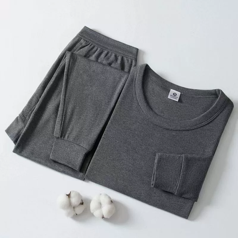 Комплект мужской одежды и брюк из хлопка с круглым вырезом для осени, тонкое нижнее белье для мужчин среднего и старшего возраста, оптовая продажа напрямую с фабрики.