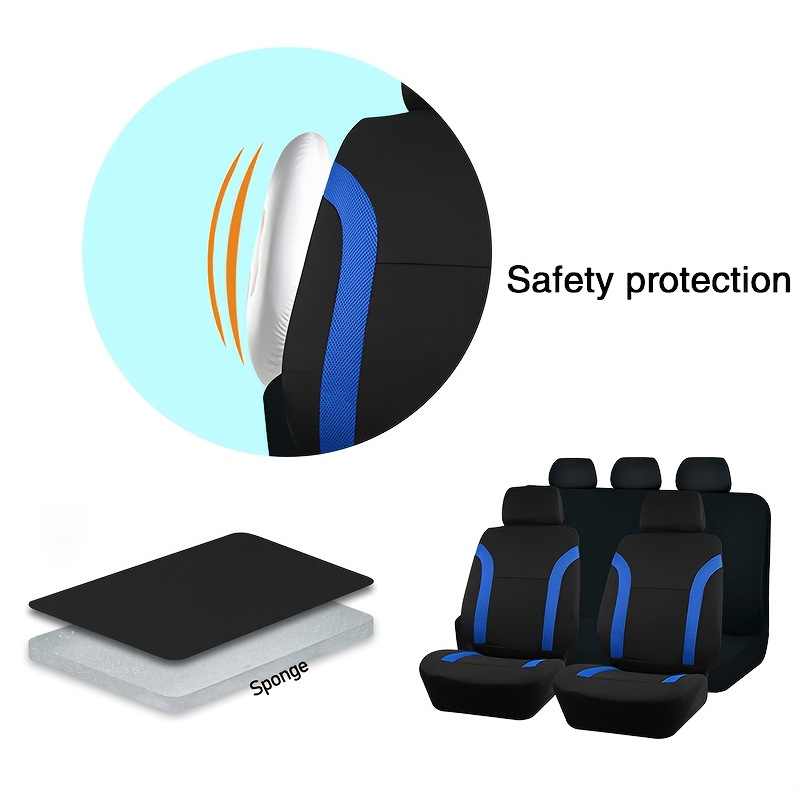 Universal car seat covers for driver and passenger seats, color-matched complete set, full coverage fabric seat cushions