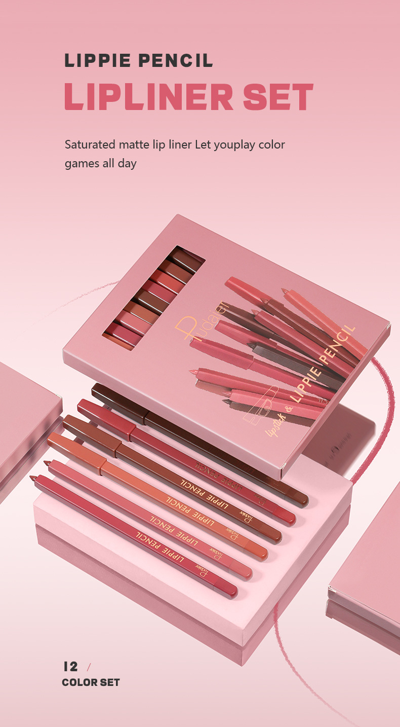 Läppstift Vattentät Non-stick Cup Matt Läppenna Europa och Amerika 12-delat läpppennset_voghion.com