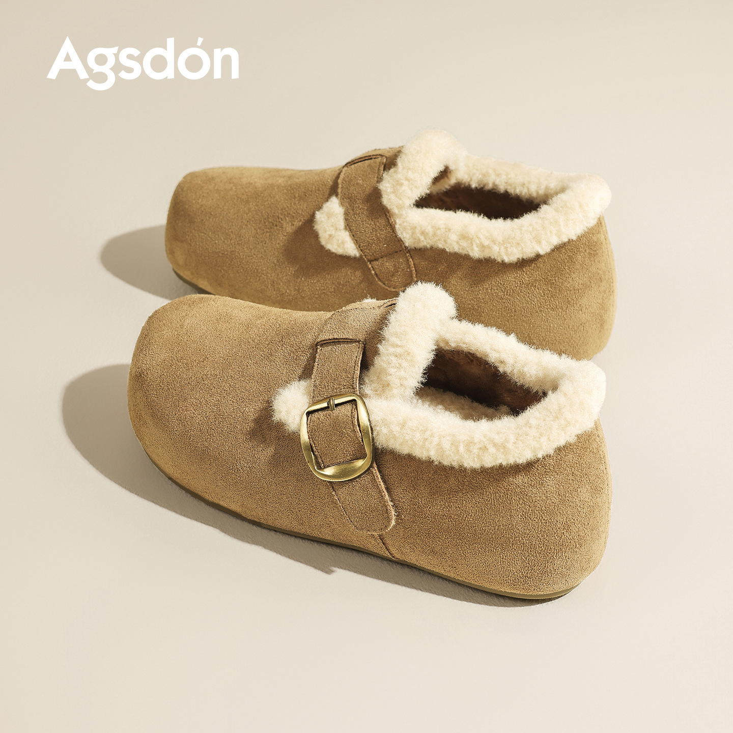 Augu Lion Deng Xiaoping Boccan zapatos para mujeres 2025 nuevo invierno todo incluido zapatos de algodón grueso con un pedazo de zapatos de nieve