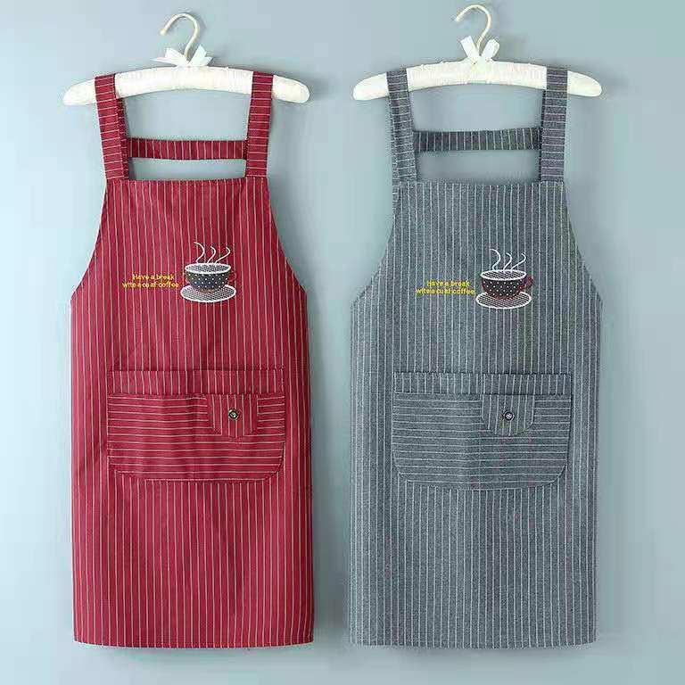 Correa de algodón y lino delantal tela gruesa cocina de mujer estilo coreano a prueba de aceite anti-incrustante a prueba de explosiones anti-vestirse delantal mono Nuevo