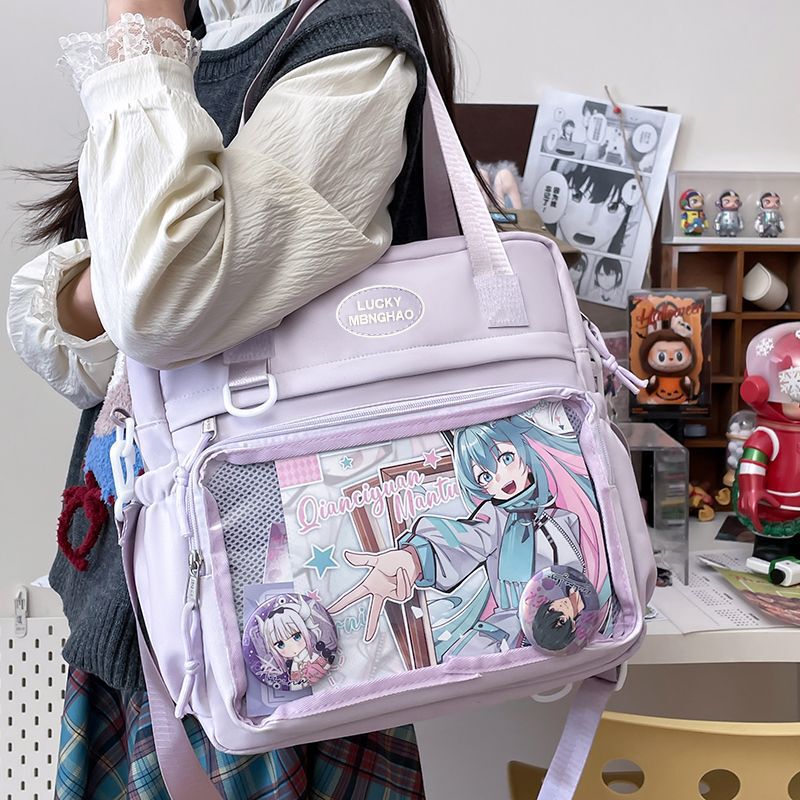 日本製ポータブルトートバッグ女性用大容量学生パーティーショルダークロスボディバッグかわいいバジ谷子バッグ|undefined