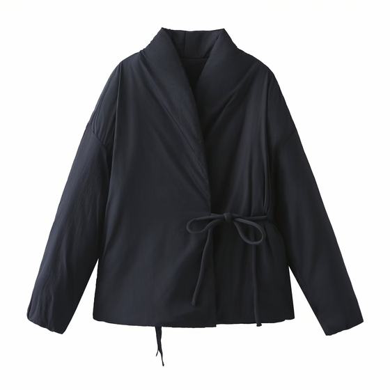 TAOP & ZA Winter New Women's Three-color Kimono Casual Long-sleeved Cotton-padded jacket Coat Lace-up Cotton-padded Coat 051