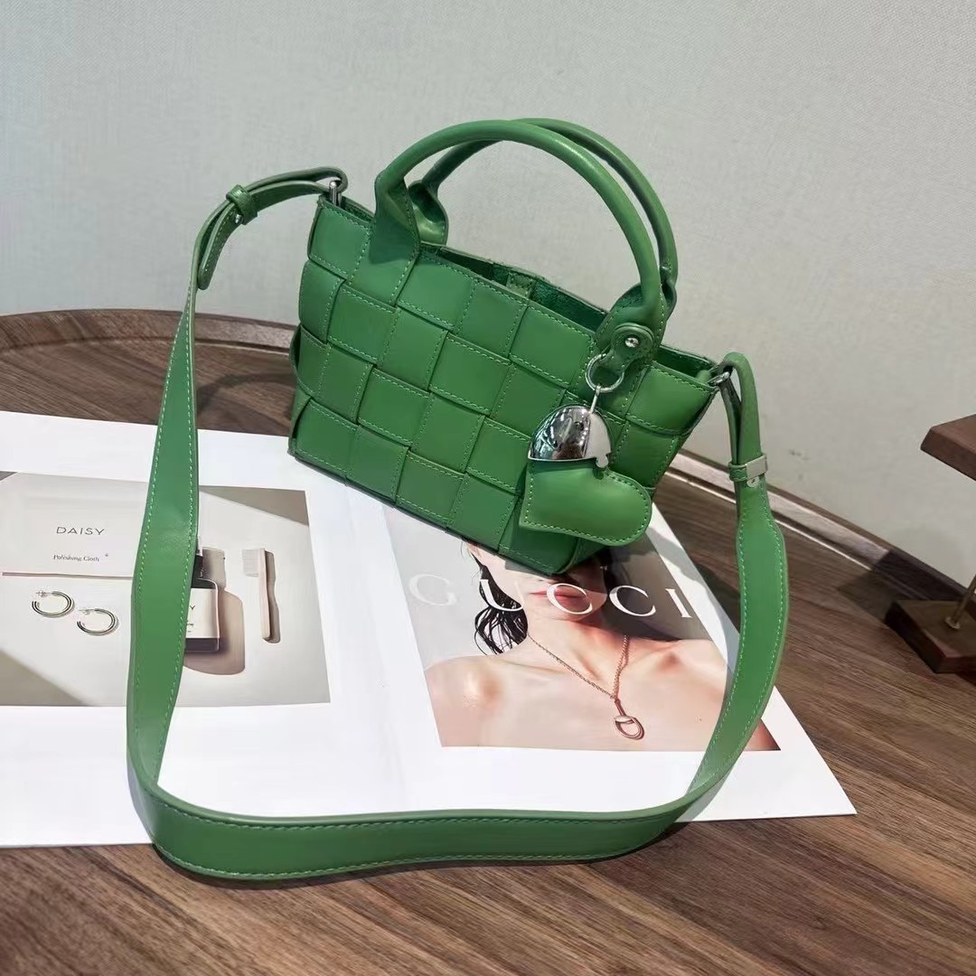 Túi đeo chéo nữ dáng vuông phong cách Hàn Quốc vintage — xanh lá cây chi tiết 3