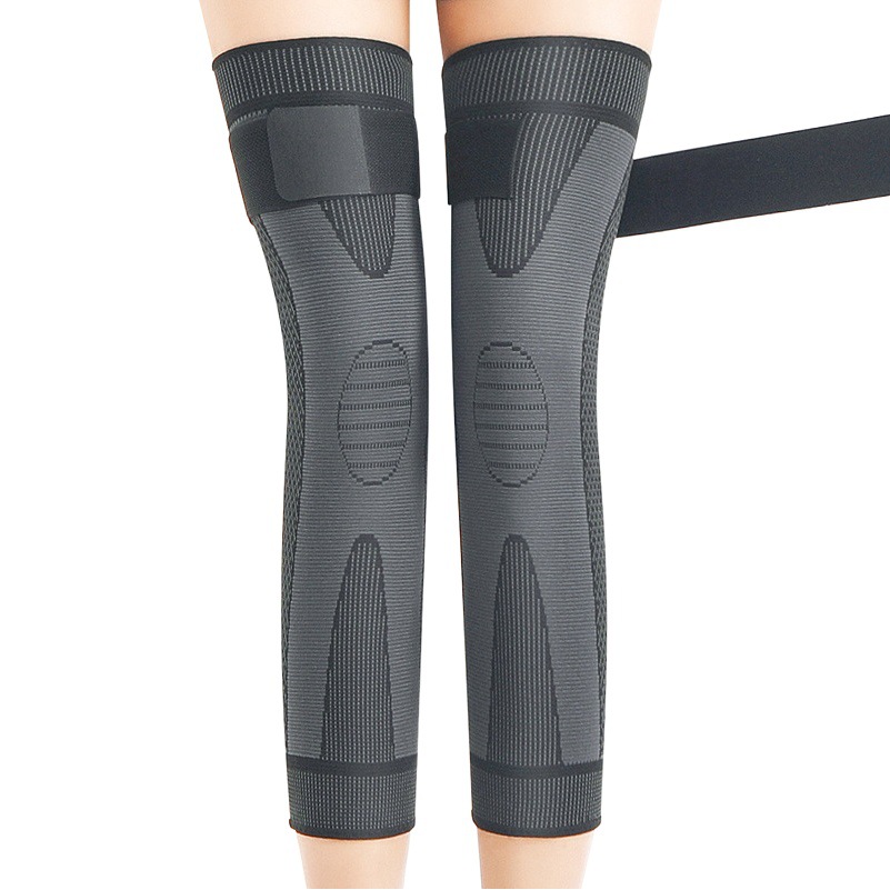 Sports kneecap men's knee leggings long tube cover Wormwood sheath fleece-lined old cold legs warm pressure strap non-slip
