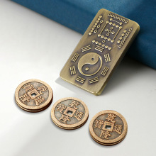 周易锌合金河图洛书五岳真形图手把件金属仿制硬币方圆图国风摆件