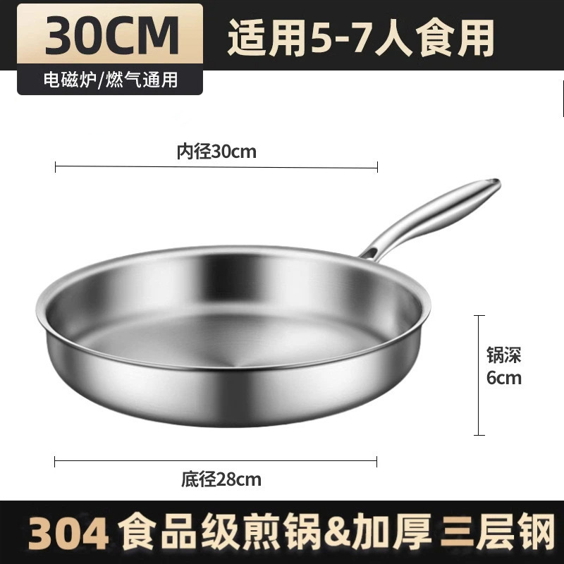 德国316不锈钢平底锅家用小号无涂层煎锅不粘锅煎鸡蛋煎牛排锅具|undefined