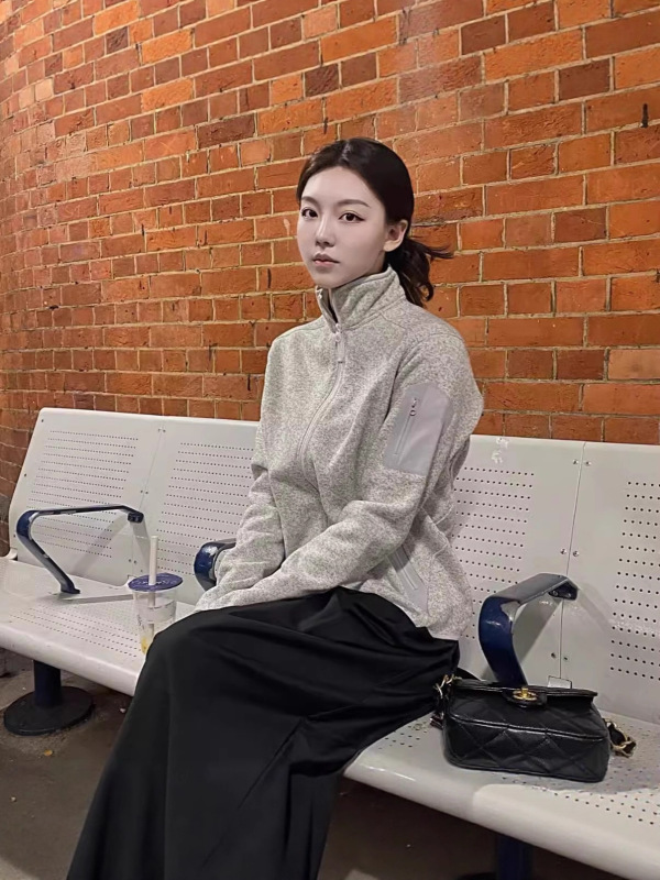 户外抓绒衣男女同款 秋冬加绒立领外套打底针织开衫情侣运动夹克|undefined