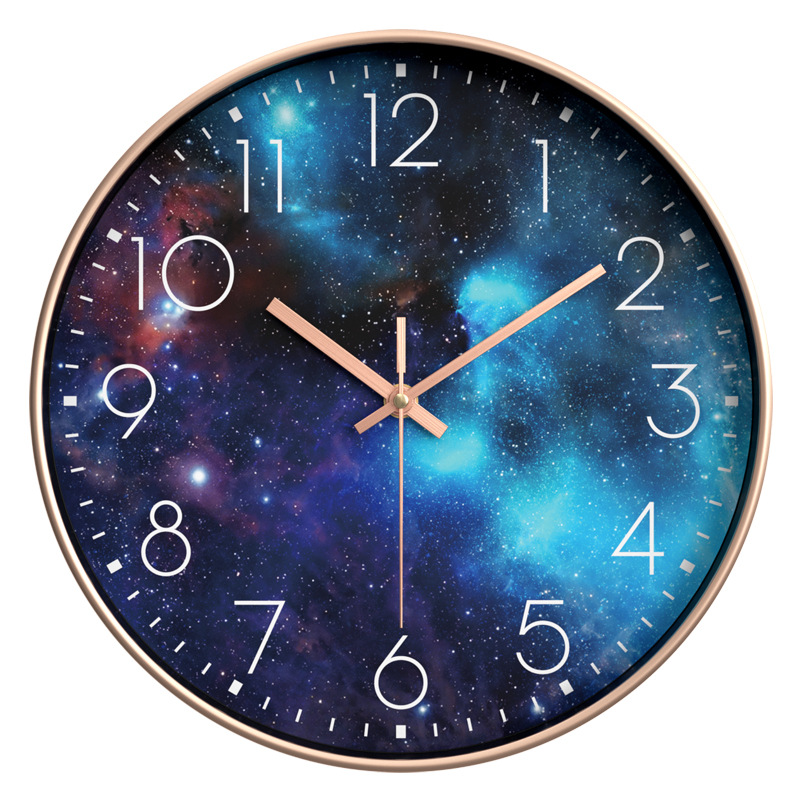 Reloj de pared creativo para sala, reloj de pared silencioso de estrellas, reloj de cuarzo para dormitorio/hogar